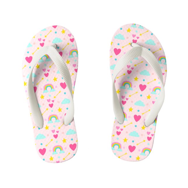 Les tongs à motif arc-en-ciel rose pour enfants (Semelle)