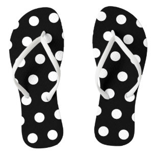 Les tongs à points Polka noirs et blancs