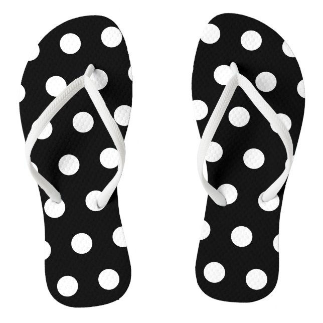 Les tongs à points Polka noirs et blancs (Semelle)