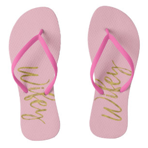 Les tongs de Wifey avec huile d'or et rose