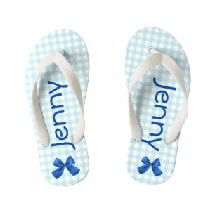 Les tongs En vichy filles bleues et blanches