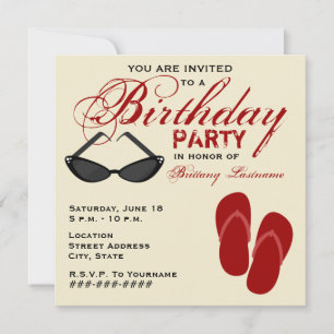 Les tongs Invitations de la fête d'anniversaire Re
