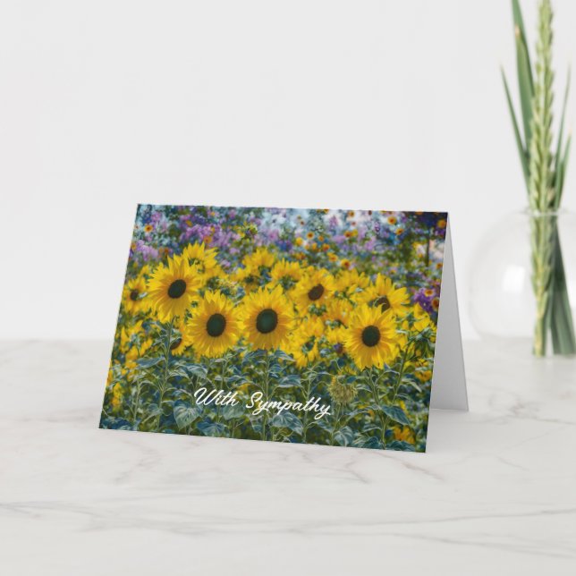 Les tournesols dans un jardin Carte de Sympathie A (Devant)
