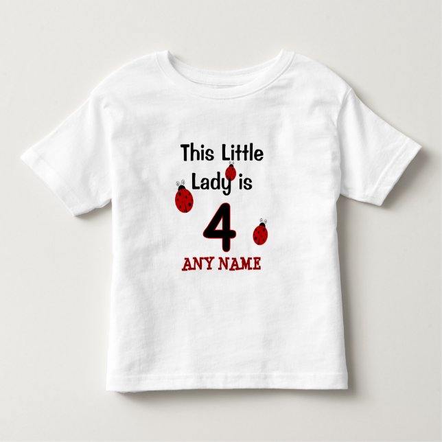 Les Tous Petits Cette Petite Dame a 4 ans ! T-shirt Ladybug pour l (Devant)