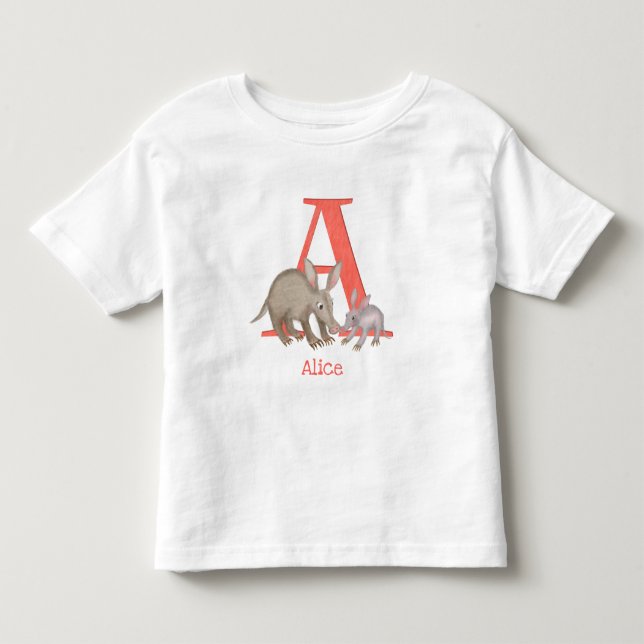 Les Tous Petits L'animal ABC A est pour le T-shirt arrovark (Devant)