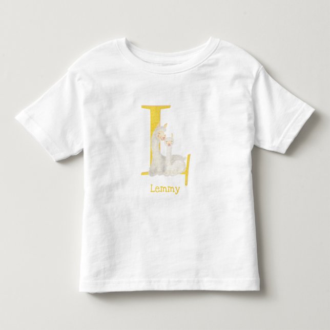 Les Tous Petits L'animal ABC L est pour t-shirt lama (Devant)