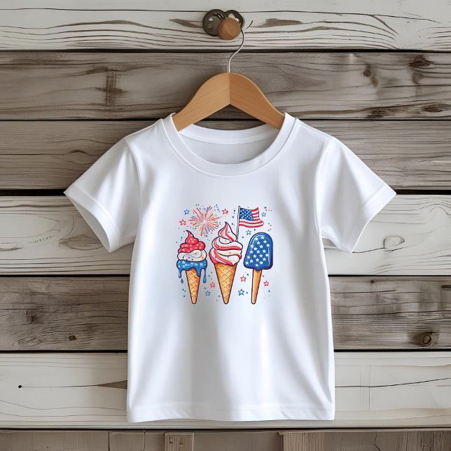 Les Tous Petits T-shirt 4 juillet Crème de glace pour enfants (Créateur téléchargé)