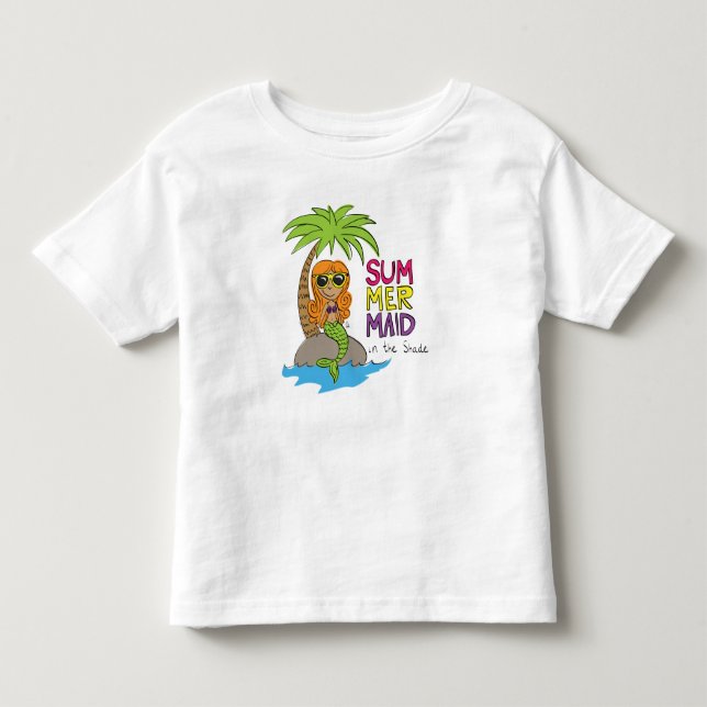 Les Tous Petits T-shirt blanc mignon pour tout-petit sirène d'été (Devant)