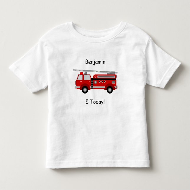 Les Tous Petits T-shirt camion de pompier pour bébé avec le nom et (Devant)