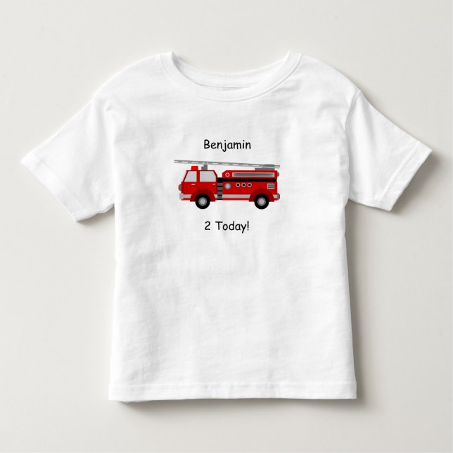 Les Tous Petits T-shirt camion de pompier pour bébé avec le nom et (Devant)
