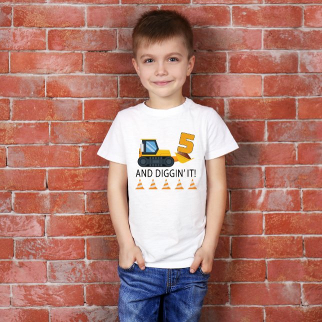 Les Tous Petits T-Shirt de construction pour 5e anniversaire – Déc (Construction Themed Birthday Boy Tee)
