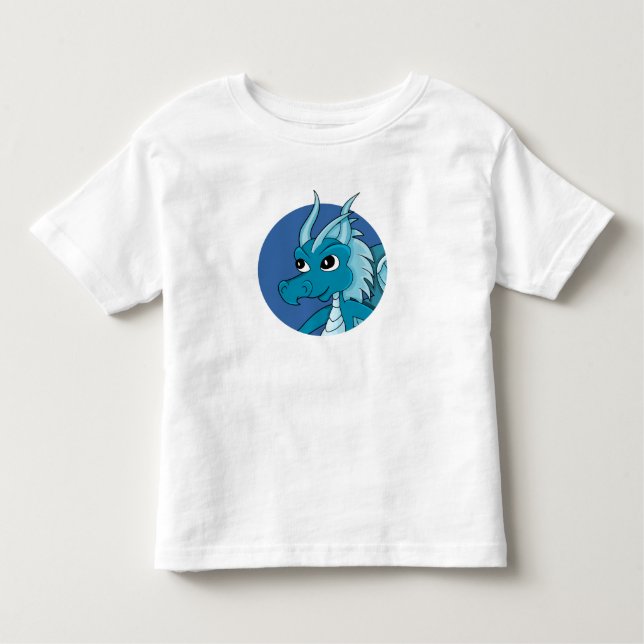 Les Tous Petits T-shirt dragon bleu caricature pour tout-petits (Devant)