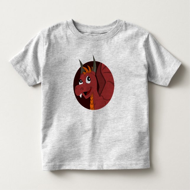 Les Tous Petits T-shirt dragon rouge caricature pour tout-petits (Devant)