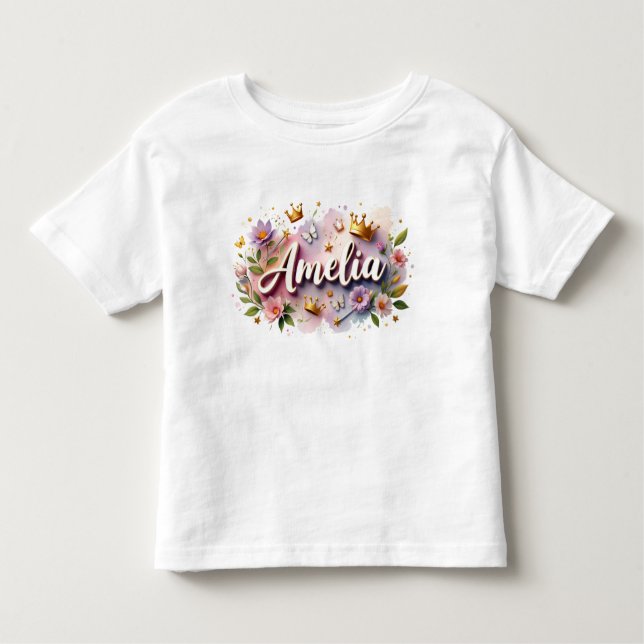 Les Tous Petits T-Shirt personnalisé pour enfants à fleurs de prin (Devant)