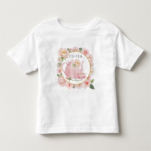 Les Tous Petits T-shirt pour fillette Cu-Tea Blush Pink Teapot (Devant)