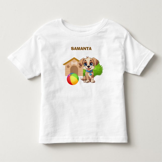 Les Tous Petits T-shirt pour tout-petit avec un chiot personnalisé (Devant)