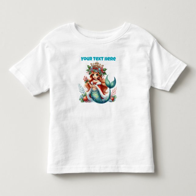 Les Tous Petits T-shirt pour tout-petit de sirène de Noël – Texte  (Devant)