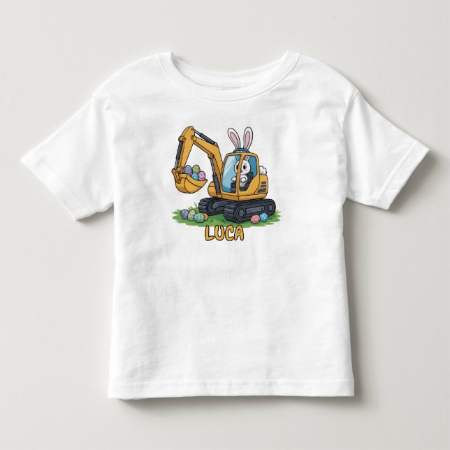 Les Tous Petits T-shirt pour tout-petits Eggs-Cavator Pâques (Devant)