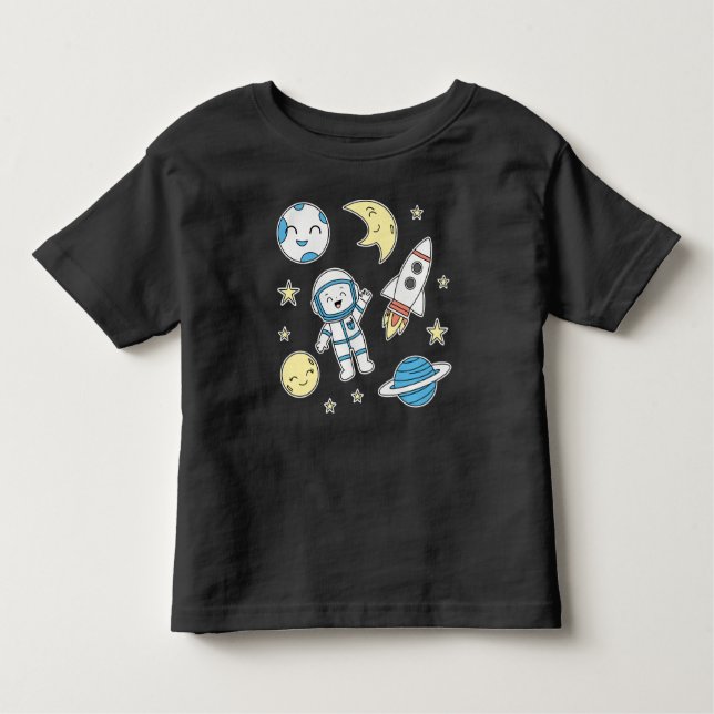 Les Tous Petits T-shirt Space Adventure Cartoon pour jeunes (Devant)