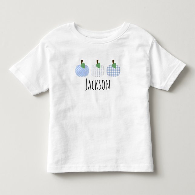 Les Tous Petits T-shirt trio pour garçon avec citrouilles bleu cla (Devant)