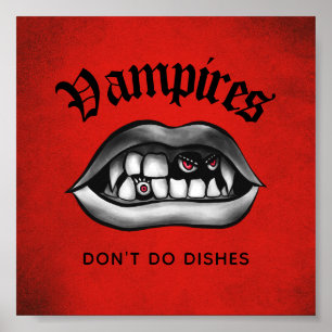 Les vampires ne font pas de plats Drôle Poster des