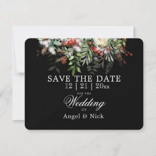 Les verts de Noël sur le noir SAVE LE Mariage DATE