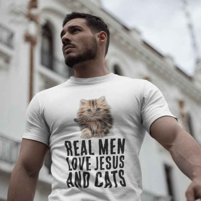 LES VRAIS HOMMES AIMENT JÉSUS ET CHATS, T-SHIRTS C (Créateur téléchargé)