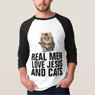 LES VRAIS HOMMES AIMENT JÉSUS ET CHATS, T-SHIRTS C