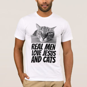 LES VRAIS HOMMES AIMENT JÉSUS ET LES CHATS T-SHIRT