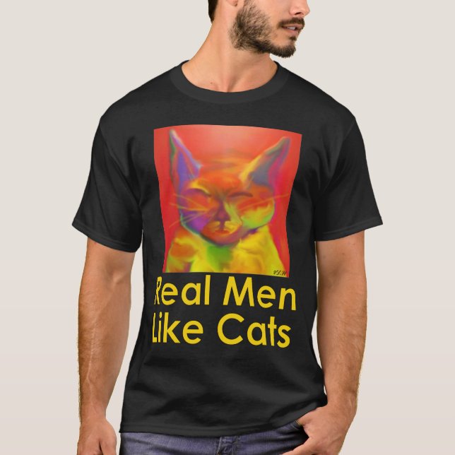 Les vrais hommes aiment le T-shirt de chats (Devant)