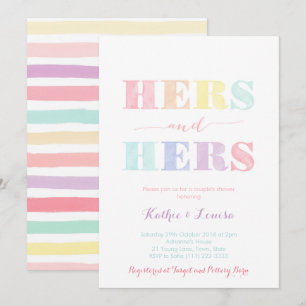 Lesbian Couples Shower invitation, carte arc-en-ci