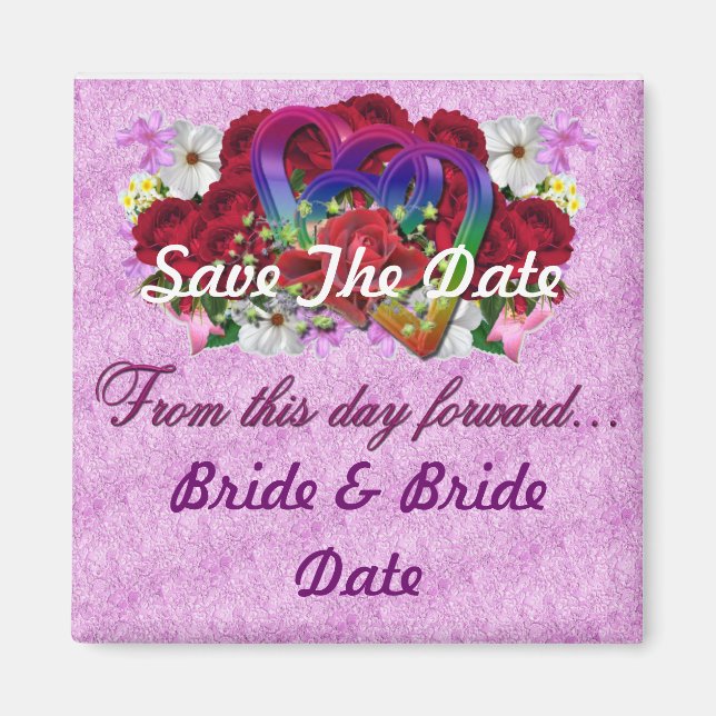 Lesbian Gay Save the Date Mariage Magnets (Devant)