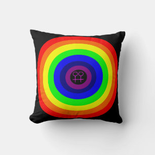 Lesbiennes Coussin arc-en-ciel rond
