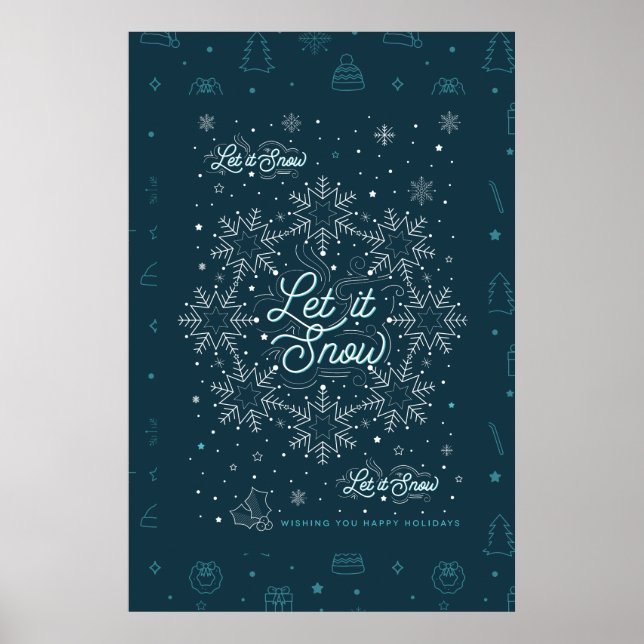 Let It Snow Christmas Poster 24x36 / Noir (Devant)