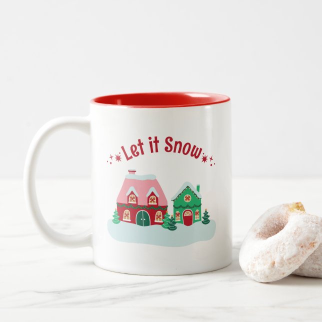 Let it Snow Christmas Village Mug (Avec donut)