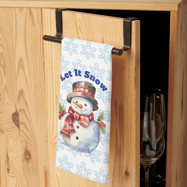 Let It Snow - Holiday Snowman Serviette de cuisine (Créateur téléchargé)