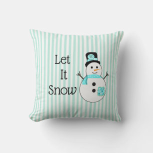 Let It Snow Snowman Turquoise & blanc Coussin de N