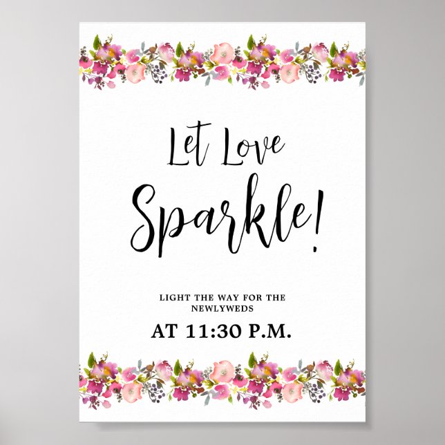 Let love Sparkle rose Floral signe Poster (Devant)
