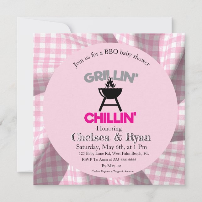 Let’s BBQ Baby Shower Invitation • Gingham Baby-Q  (Devant)