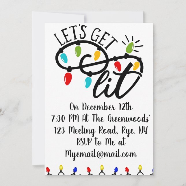 Let’s get lit - funny Christmas party invitation (Devant)