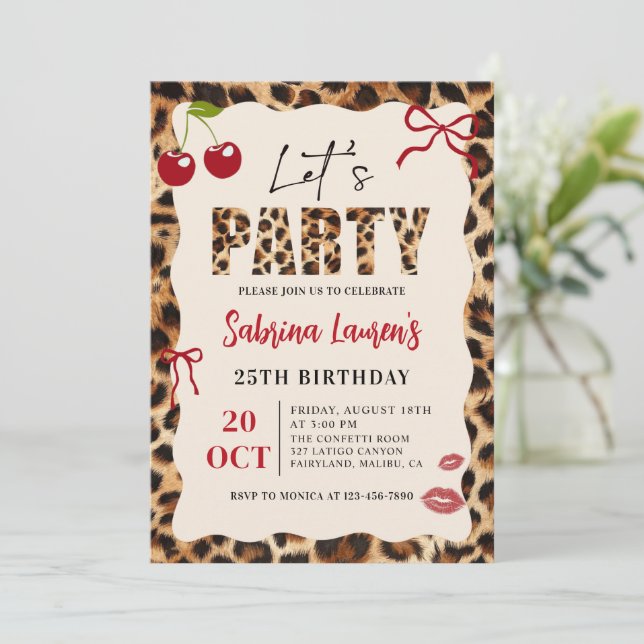 Let’s Party Leopard Cheetah Birthday Invitation (Debout devant)