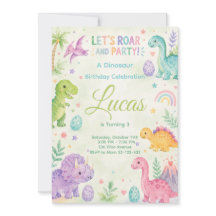 Let’s Roar And Party Dinosaur Invitation Editable
