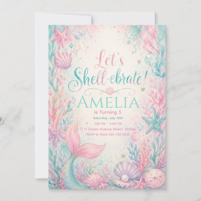 Let’s Shell-ebrate Mermaid Invitation Editable (Devant)