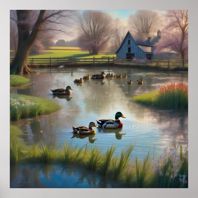 L'étang aux canards AI Fantasy Impression d'art nu (Devant)