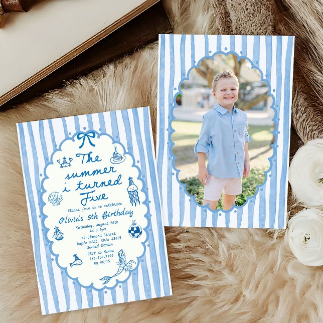 L'été où j'ai eu cinq ans Invitation d'anniversair (Créateur téléchargé)