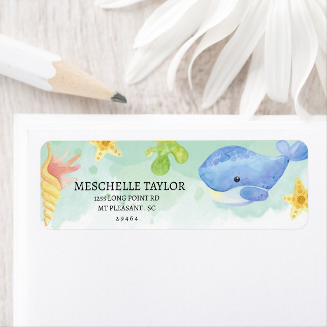 L'été sous la mer Baby shower Étiquette (En situation)