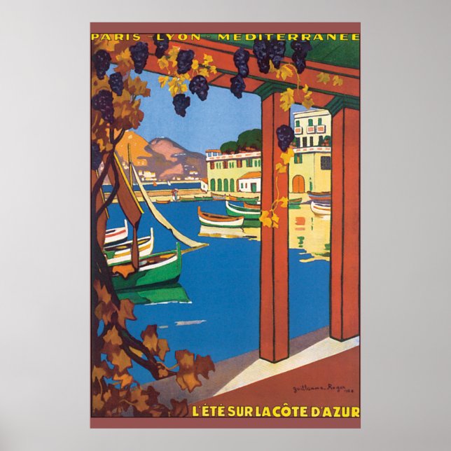 L'Ete Sur La Côte D'Azur Poster Vintage voyage (Devant)
