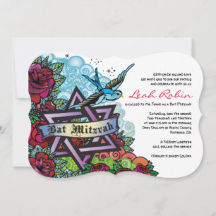 L'ÉTOILE DE DAVID DE MERLE BLEU Invitation Bat Mit