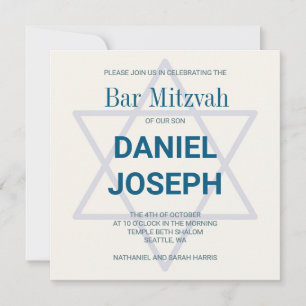 L'étoile juive carré Bar Mitzvah Invitation