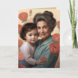 L'étreinte d'une grand-mère - Carte de la fête des